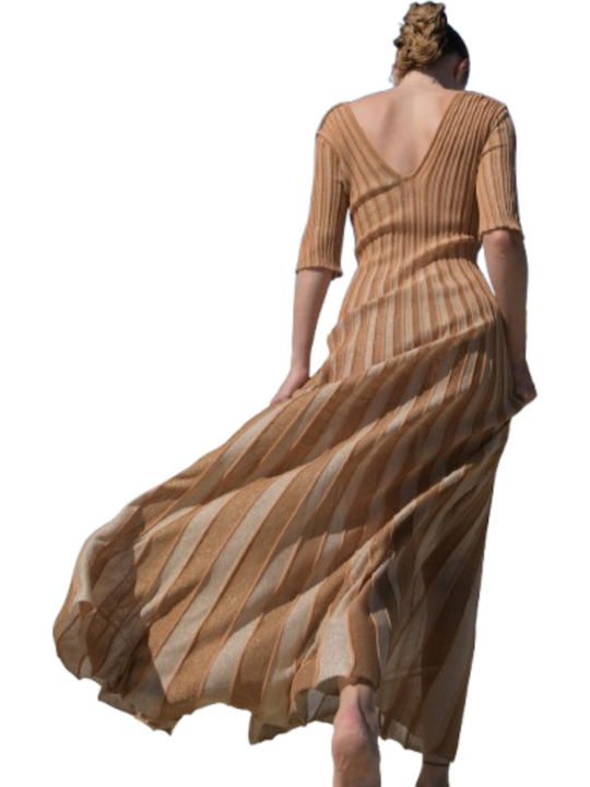 Καλοκαιρινό Maxi Φόρεμα Light Brown-beige