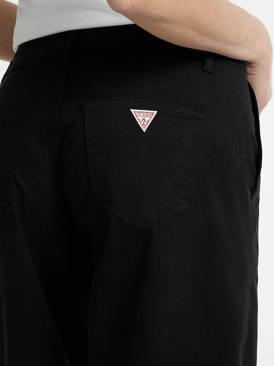 Women's High-waisted Fabric Trousers in Loose Fit Black