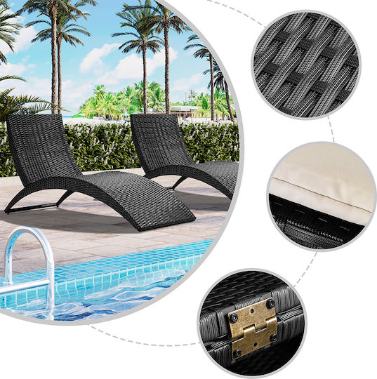 Bakaji Foldable Beach Sunbed Black