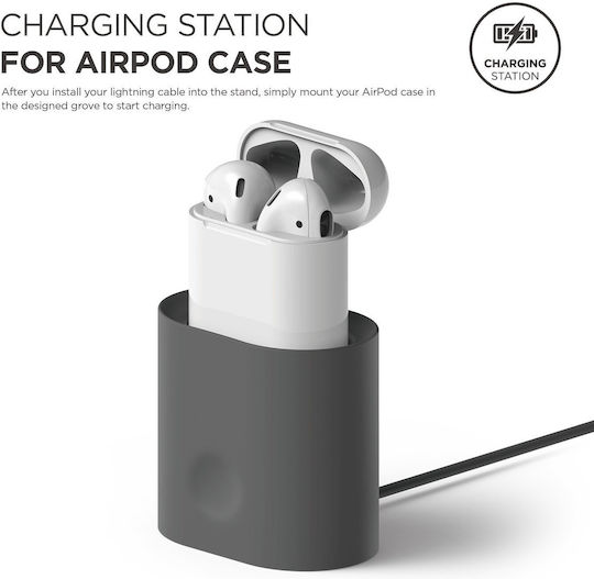 Elago Silicone Βάση Φόρτισης σε Γκρι χρώμα για Apple AirPods