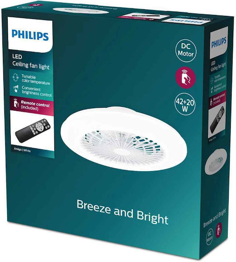 Philips Amigo Deckenventilator 48.5cm mit Leuchte Weiß