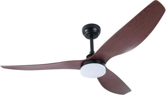 Redled Aura Ανεμιστήρας Οροφής 140cm με Φως Καφέ