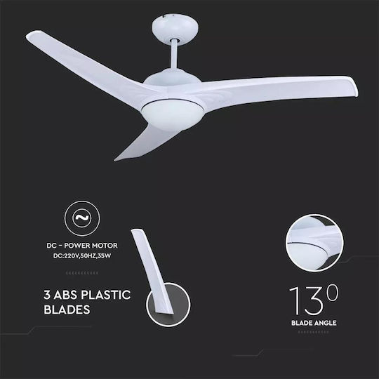 V-TAC Ανεμιστήρας Οροφής 132cm με Φως Λευκός