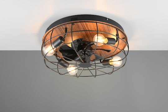 Trio Lighting Trondheim Πλαφονιέρα 48cm με Φως Μαύρη