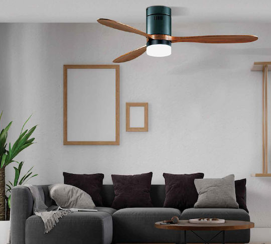 Zambelis Lights Ανεμιστήρας Οροφής 132cm με Φως Καφέ / Μαύρος