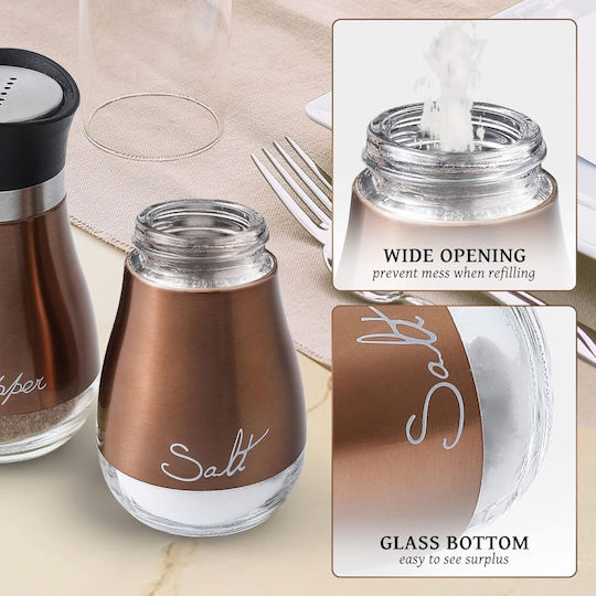 Set Sare și Piper Inox cu Suport 2buc