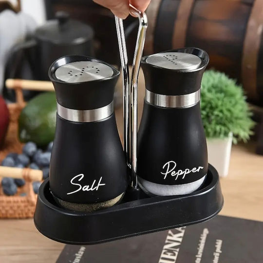 Set Sare și Piper Inox cu Suport 2buc