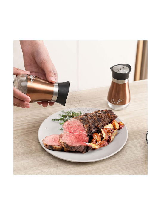 Salt and Pepper Set Inox with Stand 2pcs