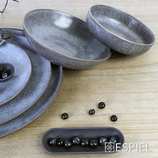Espiel Oval Ceramic Decorative Platter Etna Gray 36x27x3cm