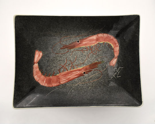 Rectangular Handmade Ceramic Shrimp Platter 29cm