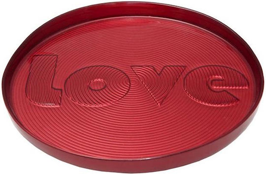 Espiel Love Декоративен Поднос Кръгъл Стъклен Червен 1бр x