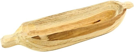 Atmosphera Vintage Oval Wooden Decorative Platter Terak Beige 50x14x8cm