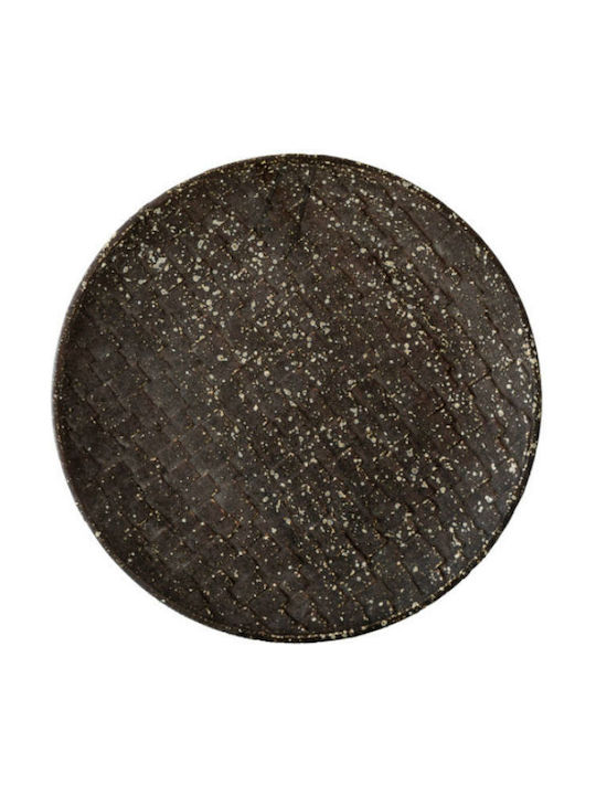 Zen Collection Διακοσμητική Πιατέλα Στρογγυλή Κεραμική Καφέ 25.5x25.5εκ.