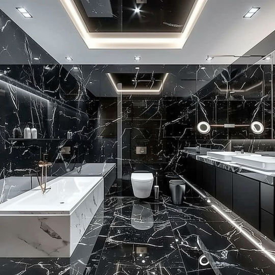 Apricot Marquina Плочка За под На закрито Порцеланов Сияен 120x60см Черен