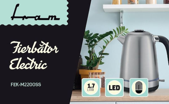 Fram Βραστήρας 1.7lt 2200W Ασημί