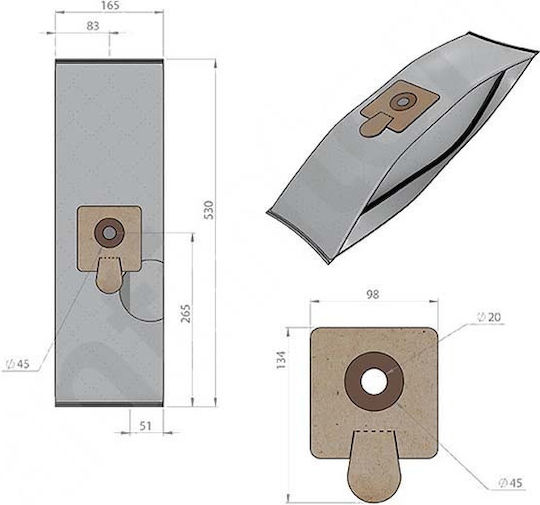 Unibags 3892 Σακούλες Σκούπας 5τμχ Universal