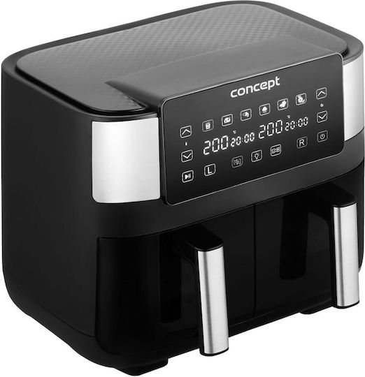 Concept Air Fryer με Διπλό Αποσπώμενο Κάδο 8lt Μαύρο FR8000