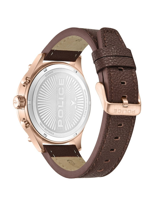Police Wadden Watch Battery with Leather Strap