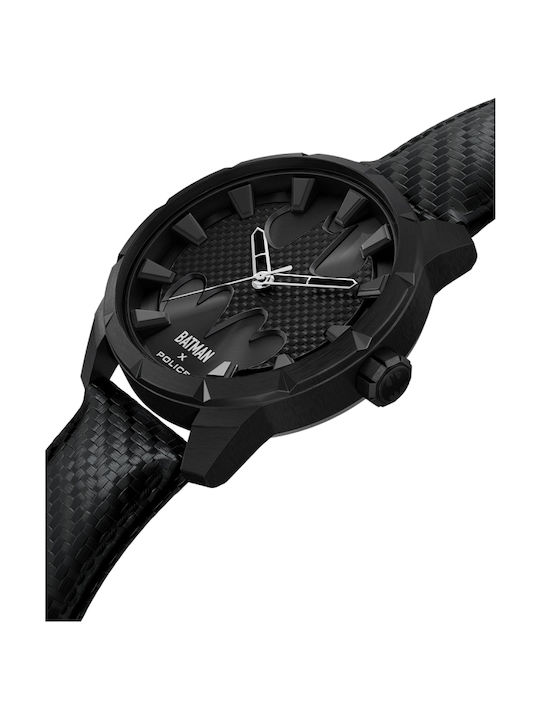 Police Edition Men's Watch 45mm Battery with Black Leather Strap