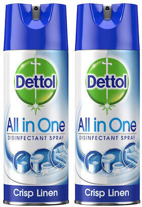 Dettol All In One Cleaning Spray General Use Disinfectant Crisp Linen 2x400ml