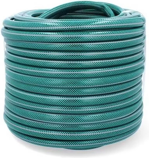 Furtun de grădină premium ranforsat, diametru 1/2", 50 m, protecție UV, presiune 8 bari, 4 straturi, verde