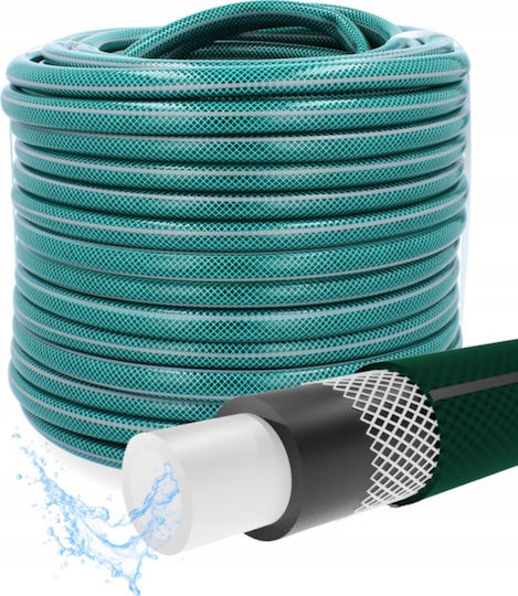 Furtun de grădină premium ranforsat, diametru 3/4", 20 m, protecție UV, presiune 8 bari, 4 straturi, verde