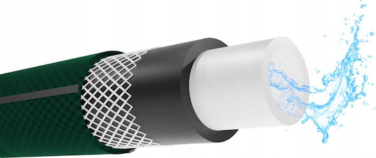 Furtun de grădină premium ranforsat, diametru 3/4", 30 m, protecție UV, presiune 8 bari, 4 straturi, verde