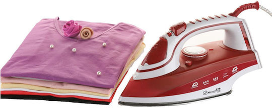 Hausberg HB-7831RS HB7831RS Steam Iron 2200W with Stainless Steel Plate and Continuous Steam Supply 17g/min