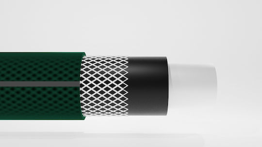Furtun de grădină premium ranforsat, diametru 1/2", 30 m, protecție UV, presiune 8 bari, 4 straturi, verde