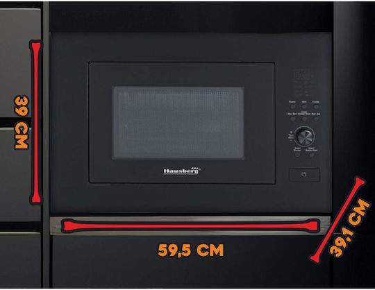 Hausberg HB-8070NG Εντοιχιζόμενος Φούρνος Μικροκυμάτων με Grill 25lt Μαύρος