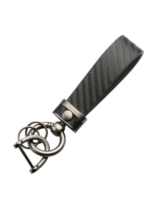 Breloc din oțel carbon placat cu zinc Luvlu, rotație 360 de grade, anti-pierdere, inel D, 2 inele mici, șurubelniță, pentru bărbați și femei, negru