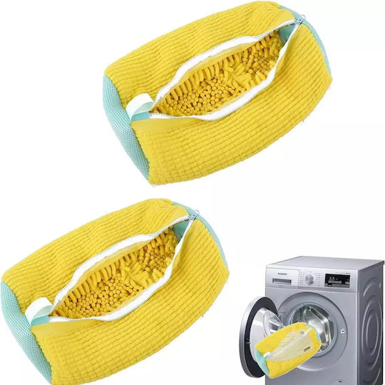 Set saci pentru spălarea încălțămintei Tecos 39x19x9 cm galben, protecție anti-impact, ideal pentru mașina de spălat, 2 bucăți