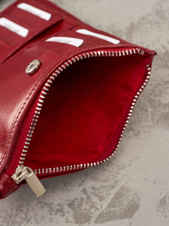 Small Leather Women's Wallet Classic with RFID Red