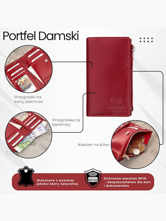Small Leather Women's Wallet Classic with RFID Red