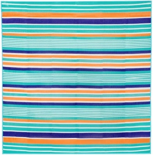 Saltea de plajă dublă cu dungi 180x180cm multicoloră