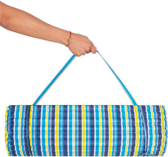 Foldable Beach Mattress Foam Ultra-light Pillow Carrying Handle 60x180cm Blue Yellow