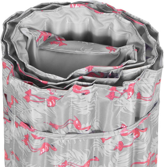 Saltea de plajă pliabilă din spumă, ultra-ușoară, cu pernă și mâner de transport, 60x180cm, roz flamingo, gri