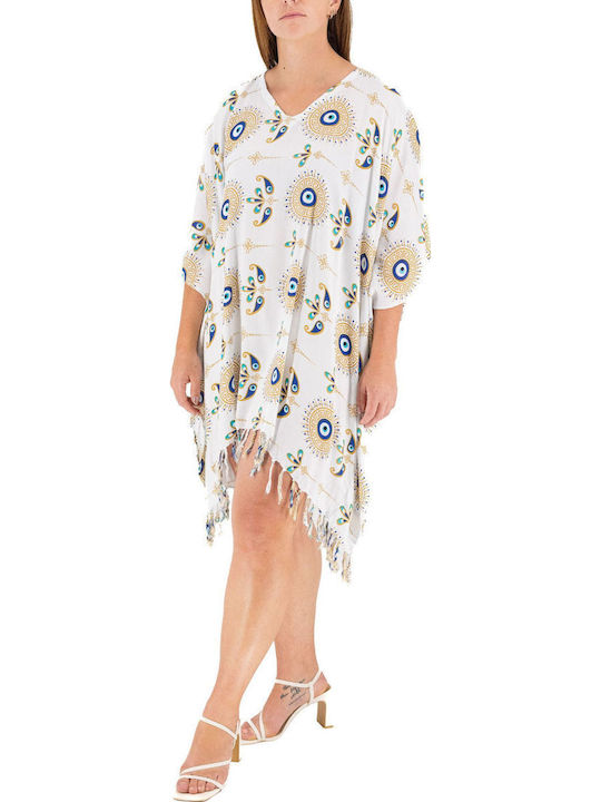 Damen Kaftan Strand White