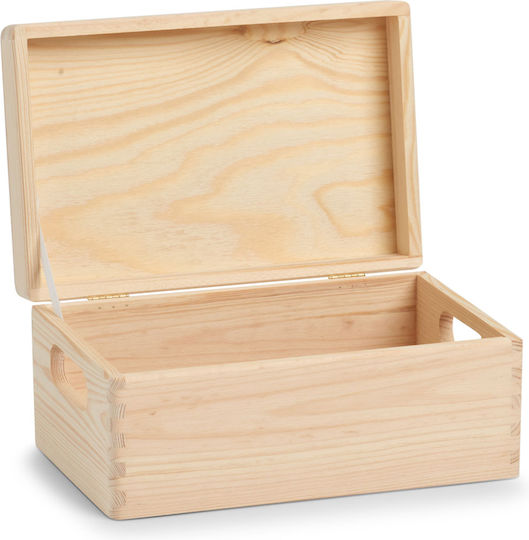 Дърво Кутия за съхранение с капак Бежов 30x20x15см 1бр