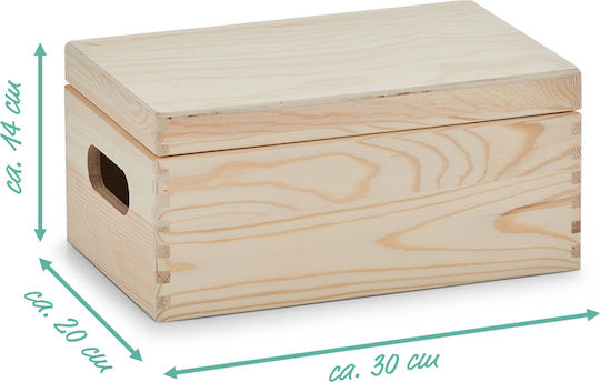 Дърво Кутия за съхранение с капак Бежов 30x20x15см 1бр