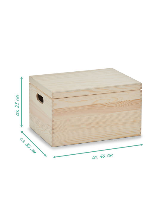 Ξύλινο Κουτί Αποθήκευσης με Καπάκι Μπεζ 40x30x23cm