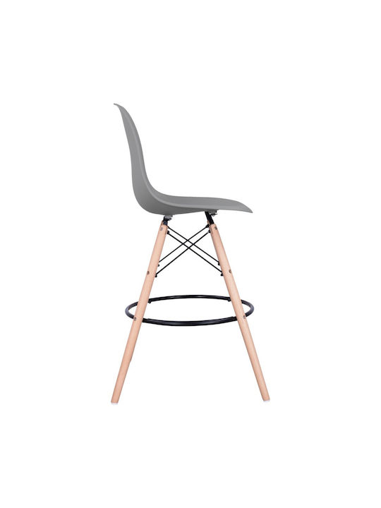 Hocker Bar mit Rückenlehne aus Polypropylen Renata Gray 4Stück 58x56x107cm