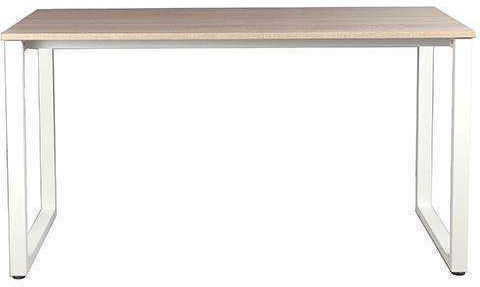 Schreibtisch Aus Holz Weiß / Natur mit Metallbeinen 140x60x75cm 33209-2