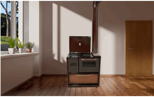Thermosteel Σόμπα Πετρελαίου με Φούρνο 12kW Καφέ
