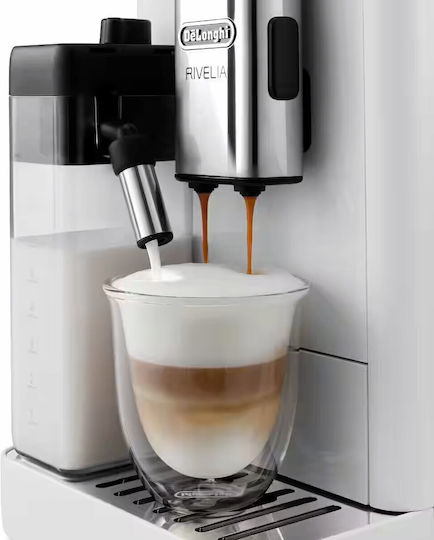 De'Longhi Rivelia Automatic Espresso Machine 1450W Pressure 19bar for Cappuccino with Grinder White