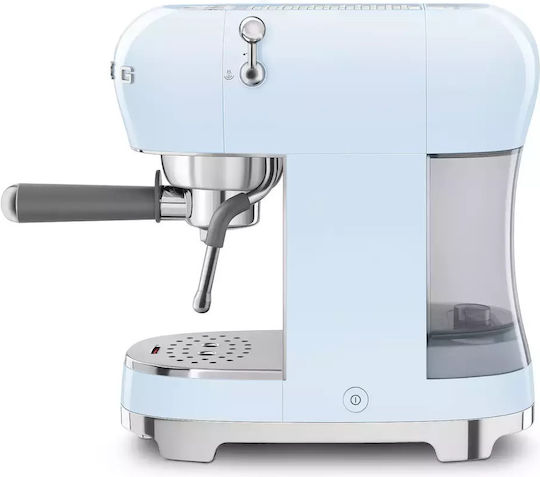 Smeg Μηχανή Espresso 1350W Πίεσης 15bar Γαλάζια ECF02PBEU