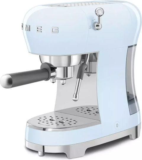 Smeg Μηχανή Espresso 1350W Πίεσης 15bar Γαλάζια ECF02PBEU