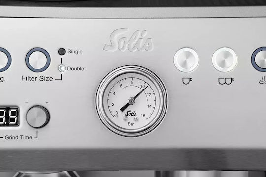 Solis Grind & Infuse Perfetta 1019 Automat Espressoare 1620W Presiune 16bar cu Râșniță Argintie SO200