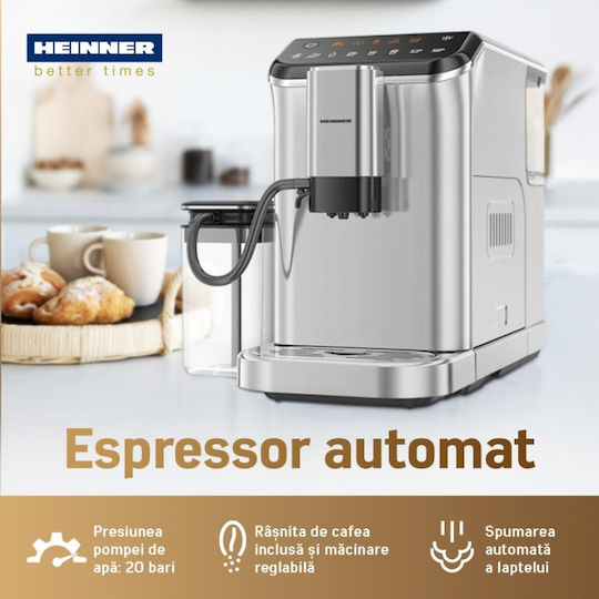 Heinner Automatische Espressomaschine 1350W Druck 20bar Gray HEMA-D20DGREY