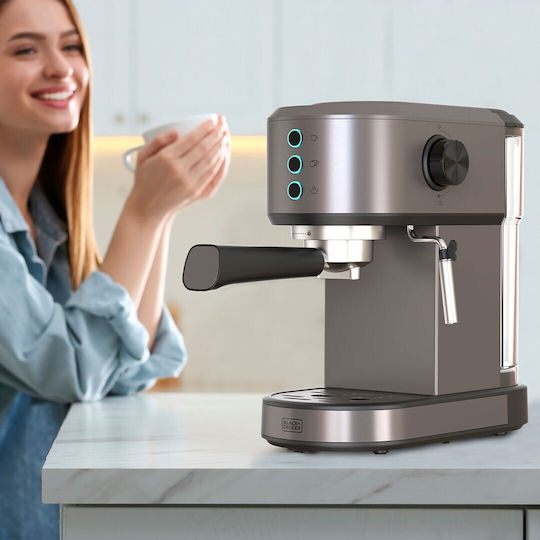 Black & Decker Μηχανή Espresso 1350W Πίεσης 20bar Μαύρη ES9200090B